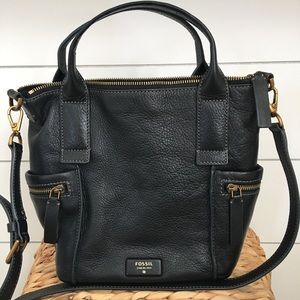 Fossil black leather handbag